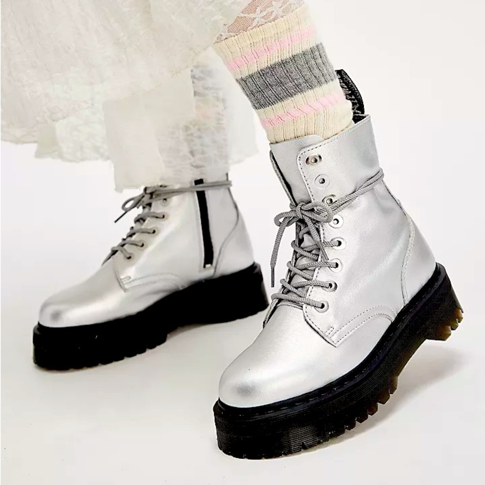 Dr. Martens Jadon Lace-Up Boots in Silver 7